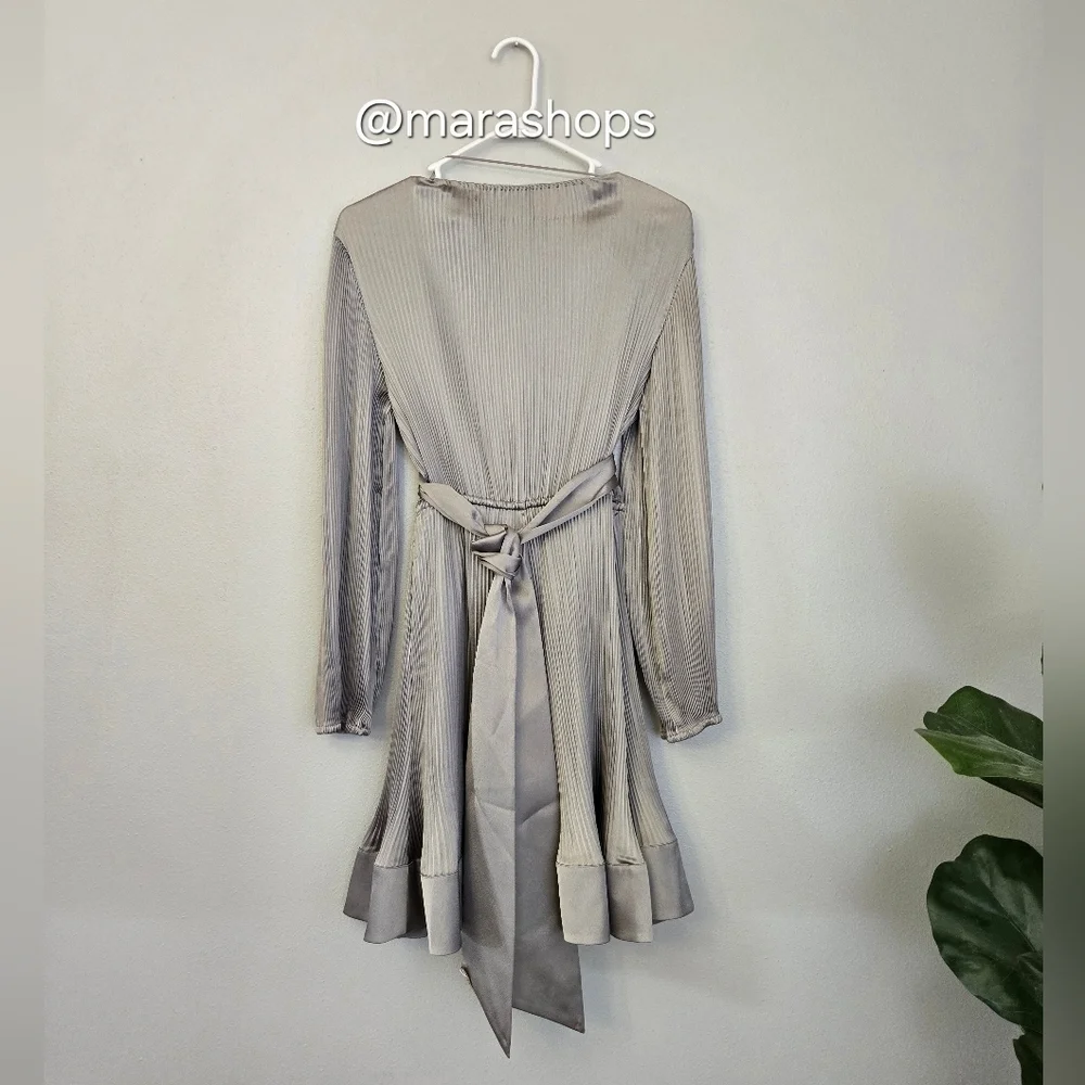 Milly Silver Liv Solid Pleat Mini Dress